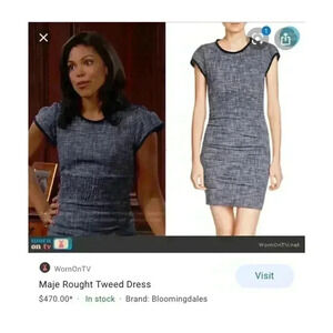 Maje Grey Rought Tweed Dress